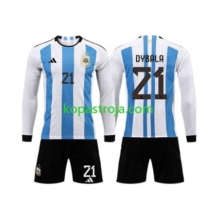 Billiga Fotbollströjor Argentina 3 Stars Paulo Dybala 21 Barn Hemma tröja WM 2022 Långärmad
